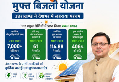 “पीएम सूर्य घर: मुफ्त बिजली योजना में उत्तराखण्ड ने देशभर में लहराया परचम, चार प्रमुख श्रेणियों में प्राप्त किया प्रथम स्थान”
