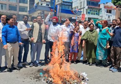 भाजपा सरकार के खिलाफ महानगर कांग्रेस का प्रदर्शन, ऐश्लेहॉल चौक पर फूंका पुतला